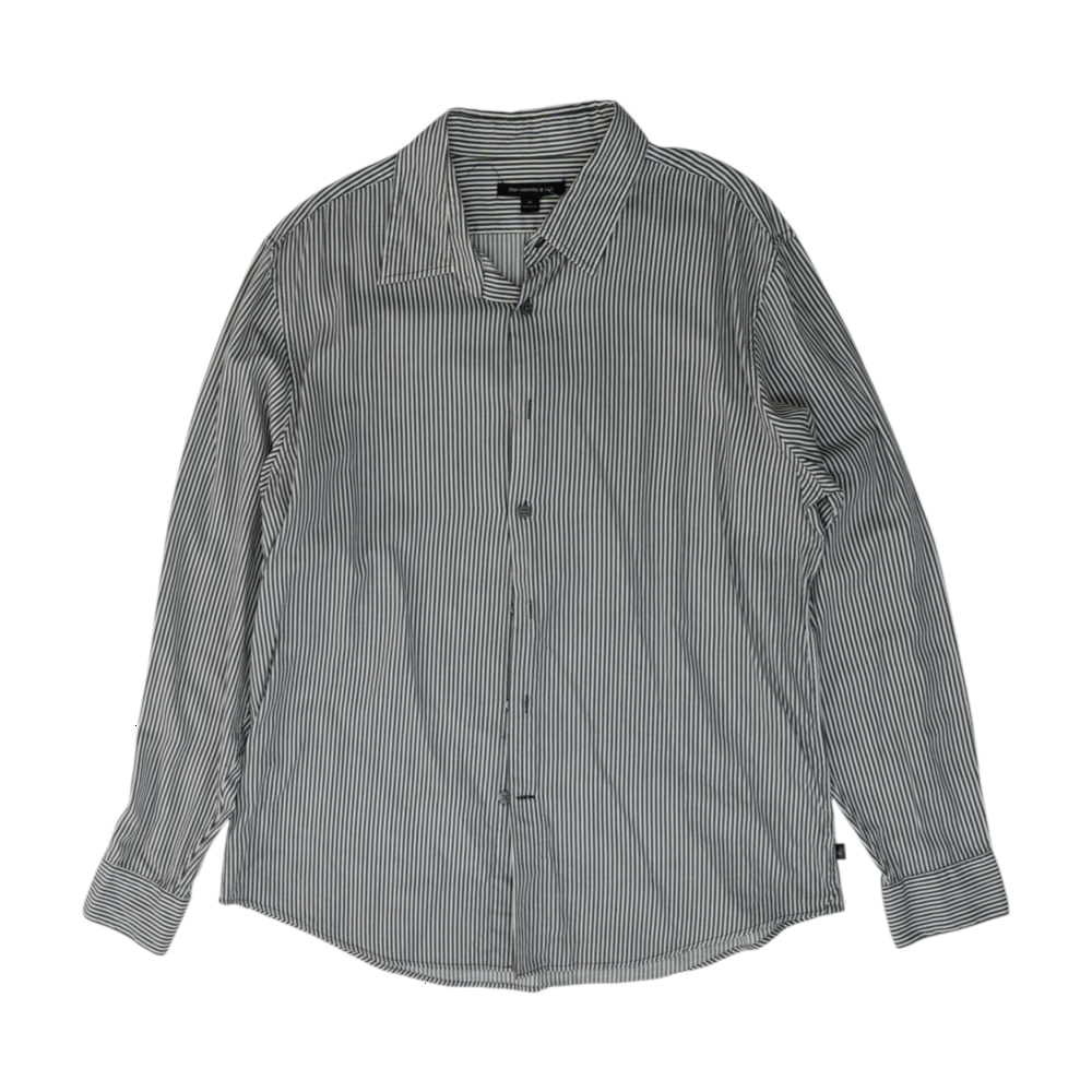 White Striped Long Sleeve Button Down