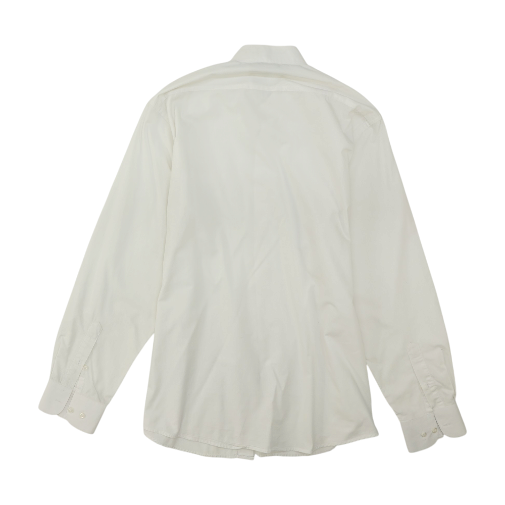 White Solid Long Sleeve Button Down