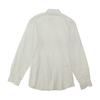 White Solid Long Sleeve Button Down