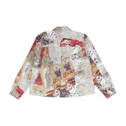 Beige Abstract Button Down