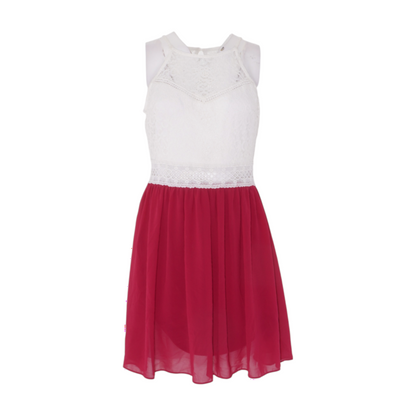 White Color Block Mini Dress