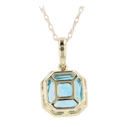 2 ctw 10K Yellow Gold Blue Topaz Pendant Necklace