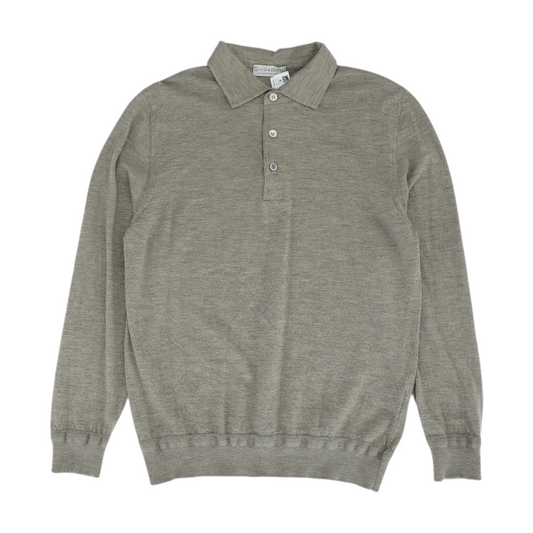 Brown Solid Long Sleeve Polo