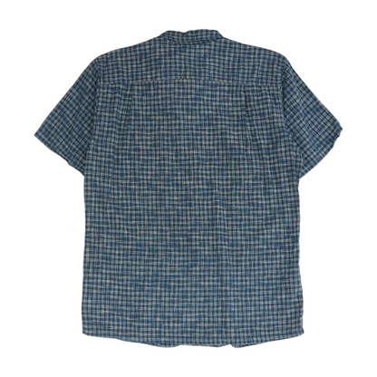 Navy Plaid Short Sleeve Button Down
