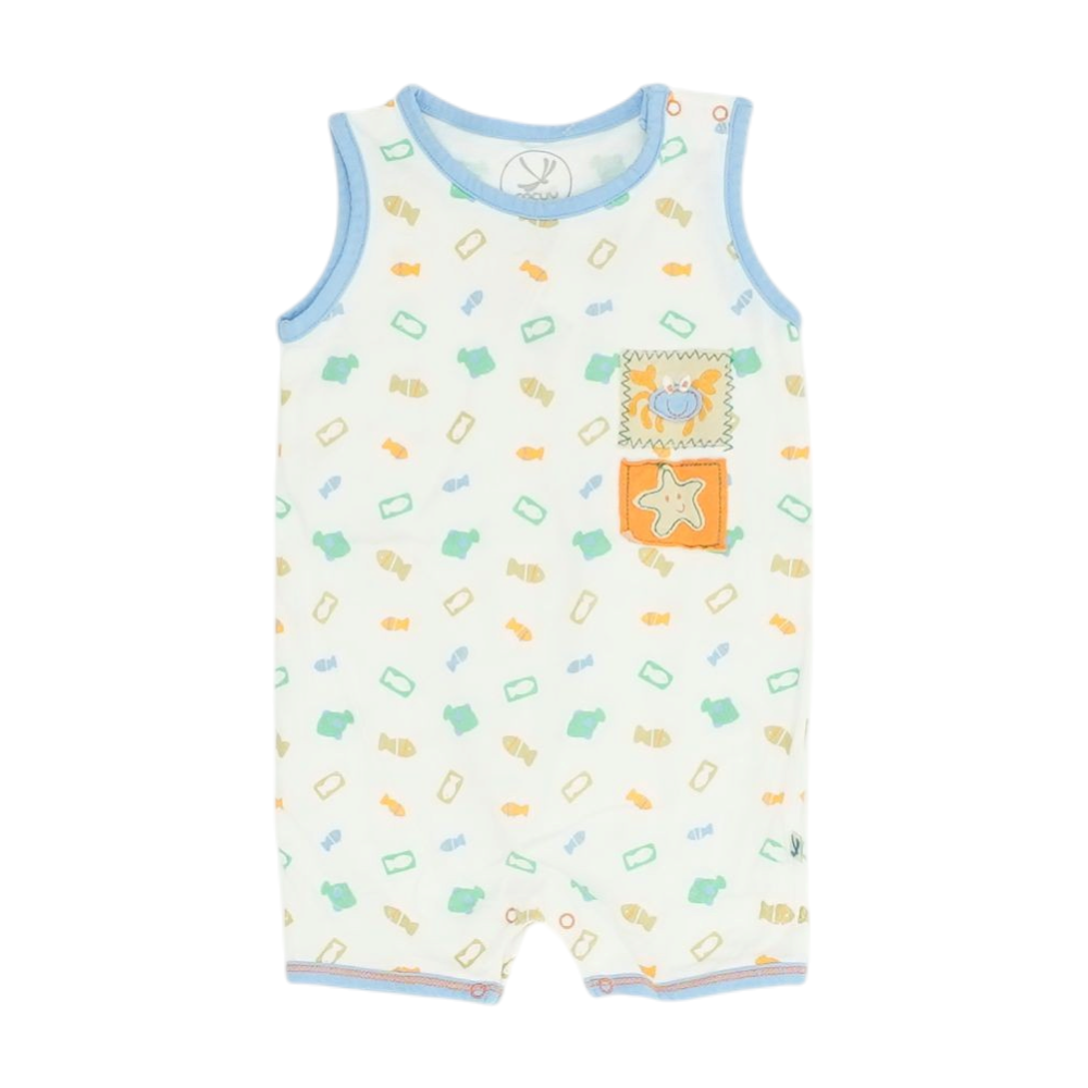White Graphic Sleeveless One-Piece