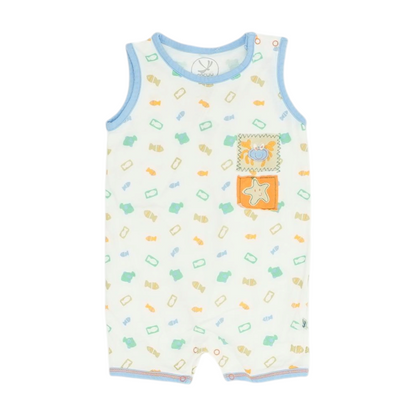 White Graphic Sleeveless One-Piece