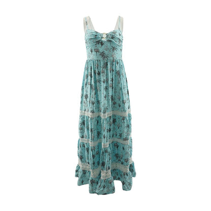 Blue Tropical Midi Dress