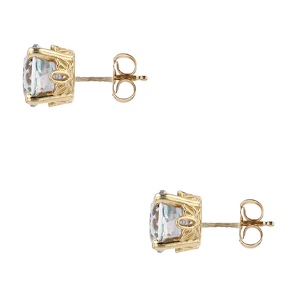 14K Yellow Gold Mystic Stone Stud Earrings