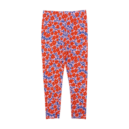 Orange Floral Casual Pants
