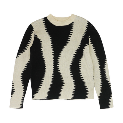 Beige Color Block Pullover Sweater