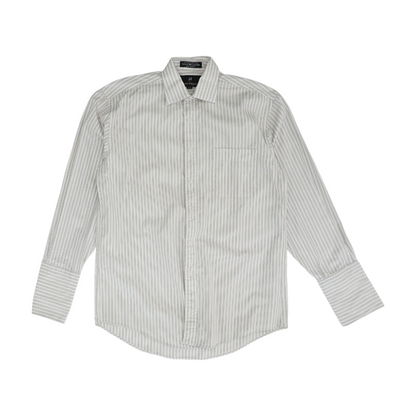 White Striped Long Sleeve Button Down