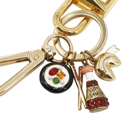 Silver & Gold Padlock Keychain with Charms