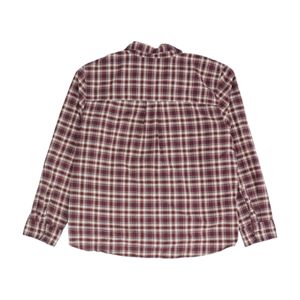 Maroon Plaid Long Sleeve Button Down