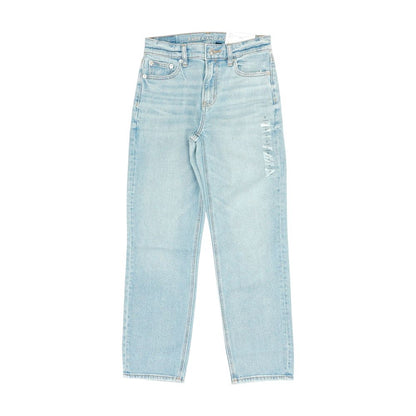 Blue High Rise Straight Leg Jeans