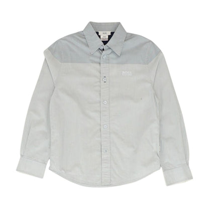 Blue Solid Long Sleeve Button Down