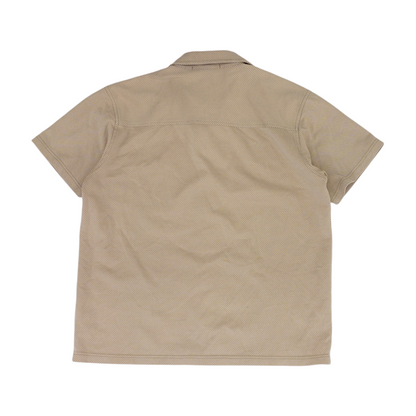 Beige Geometric Short Sleeve Button Down