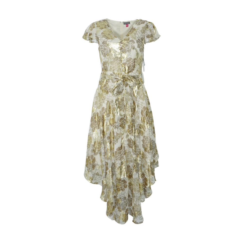 Beige Floral Midi Dress