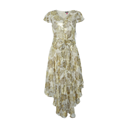 Beige Floral Midi Dress