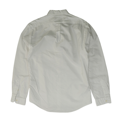 White Solid Long Sleeve Button Down