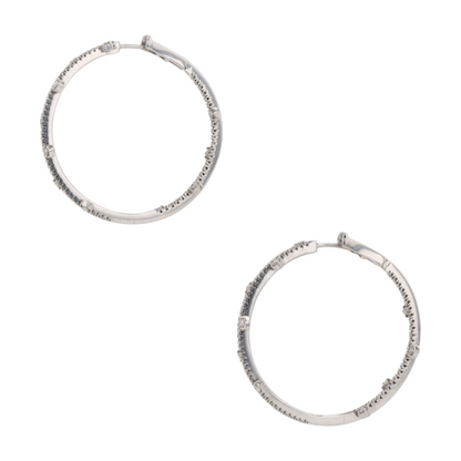 9/10 ctw 18K White Gold Diamond Hoop Earrings