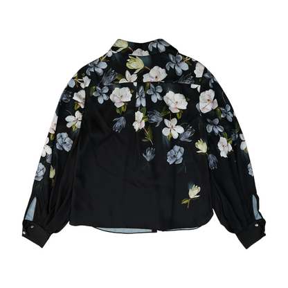 Black Floral Button Down