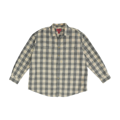 Beige Big & Tall Check Flannel Button Down