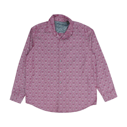 Red Print Long Sleeve Button Down