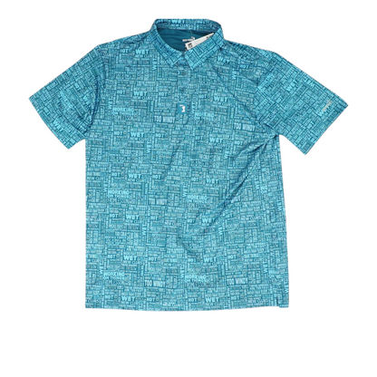 Teal Print Short Sleeve Polo