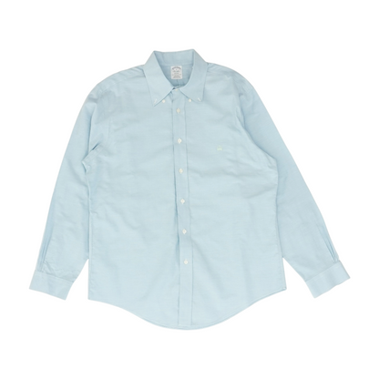Blue Solid Long Sleeve Button Down
