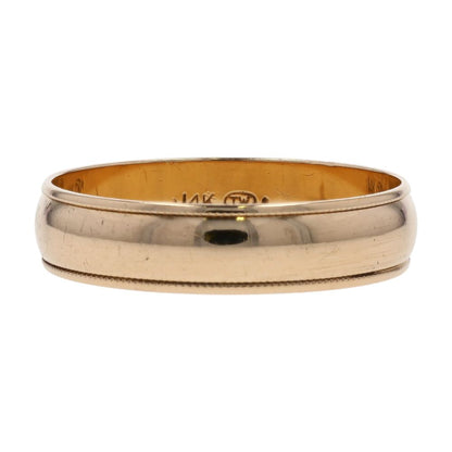 14K Gold Grooved Edge Band