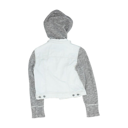 White Color Block Denim Jacket