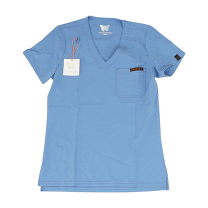 Blue Solid Scrub Top T-Shirt