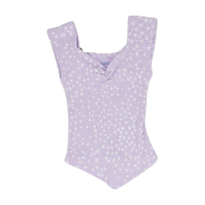 Purple Floral V Neck Knit Top