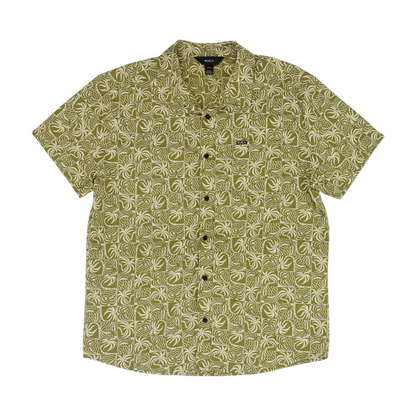 Green Print Short Sleeve Button Down