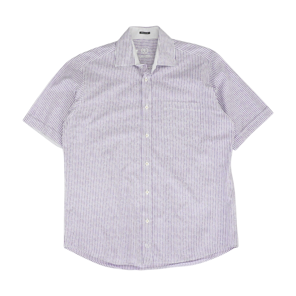 Purple Striped Short Sleeve Button Down