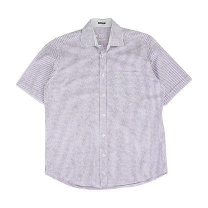 Purple Striped Short Sleeve Button Down