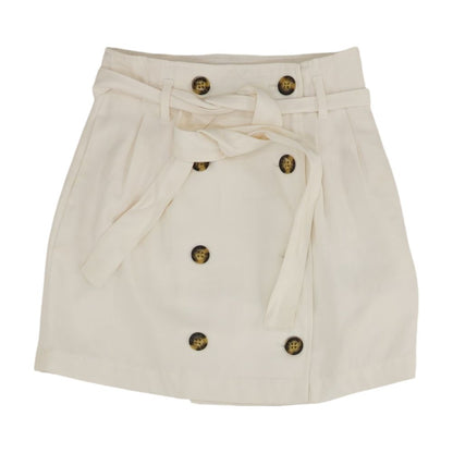 White Solid Mini Skirt