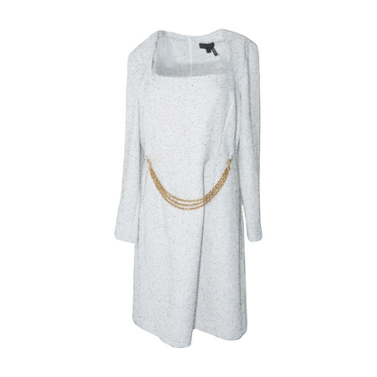 White Abstract Midi Dress