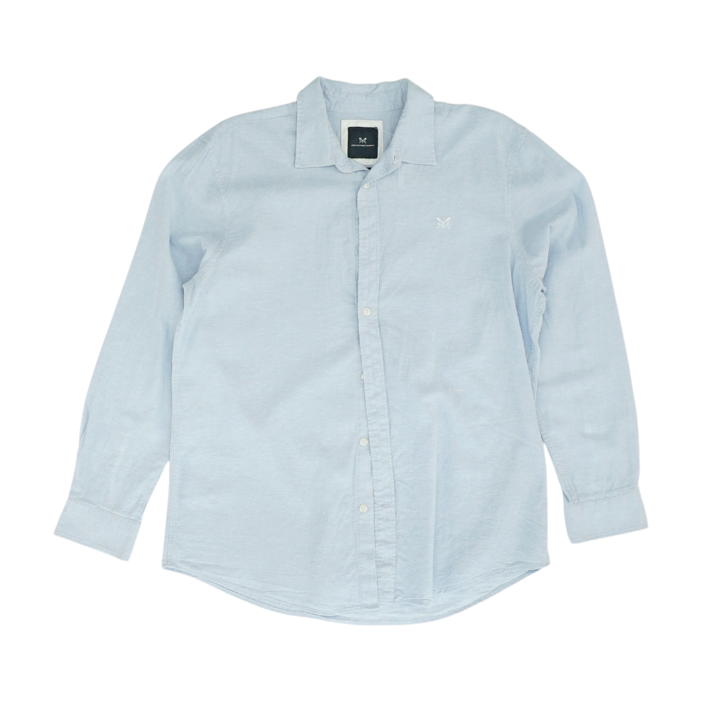 Blue Solid Long Sleeve Button Down