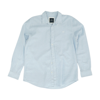 Blue Solid Long Sleeve Button Down