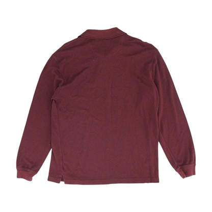 Maroon Solid Long Sleeve Polo