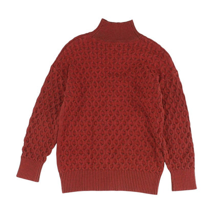 Maroon Solid Mockneck Sweater