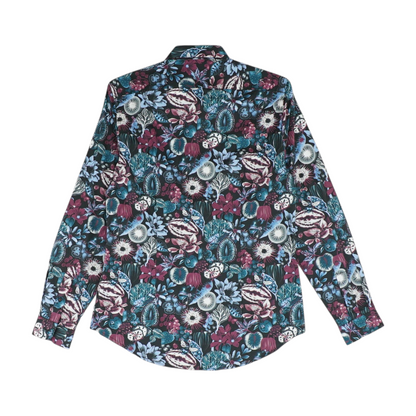 Black Floral Long Sleeve Button Down