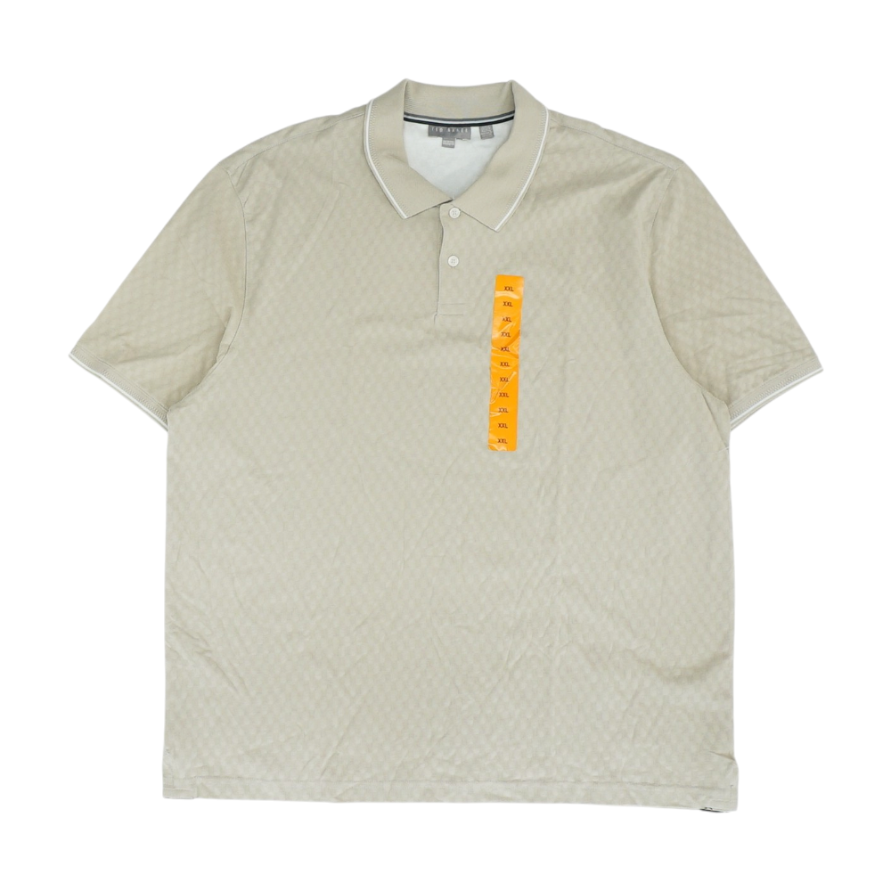 Beige Solid Short Sleeve Polo