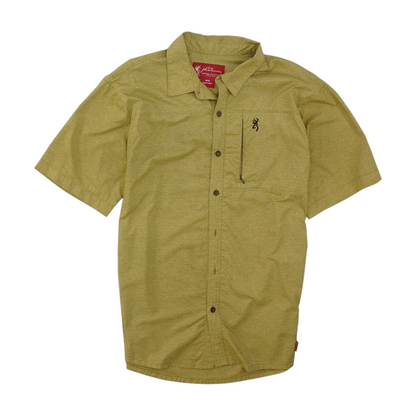 Khaki Solid Short Sleeve Button Down