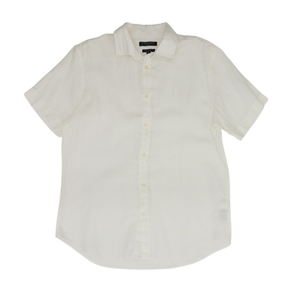 White Solid Short Sleeve Button Down