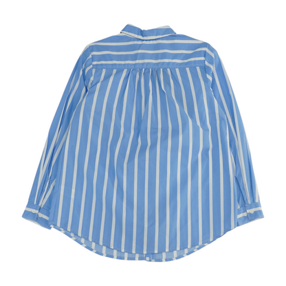 Blue Plus Size Striped Button Down