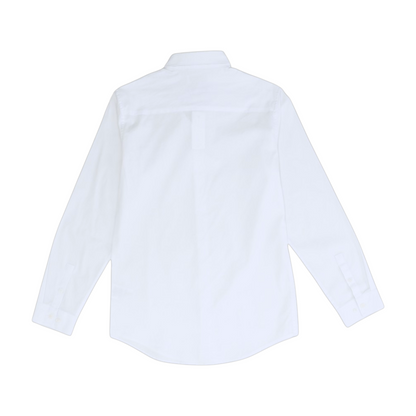 White Solid Long Sleeve Button Down