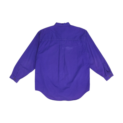 Purple Solid Long Sleeve Button Down