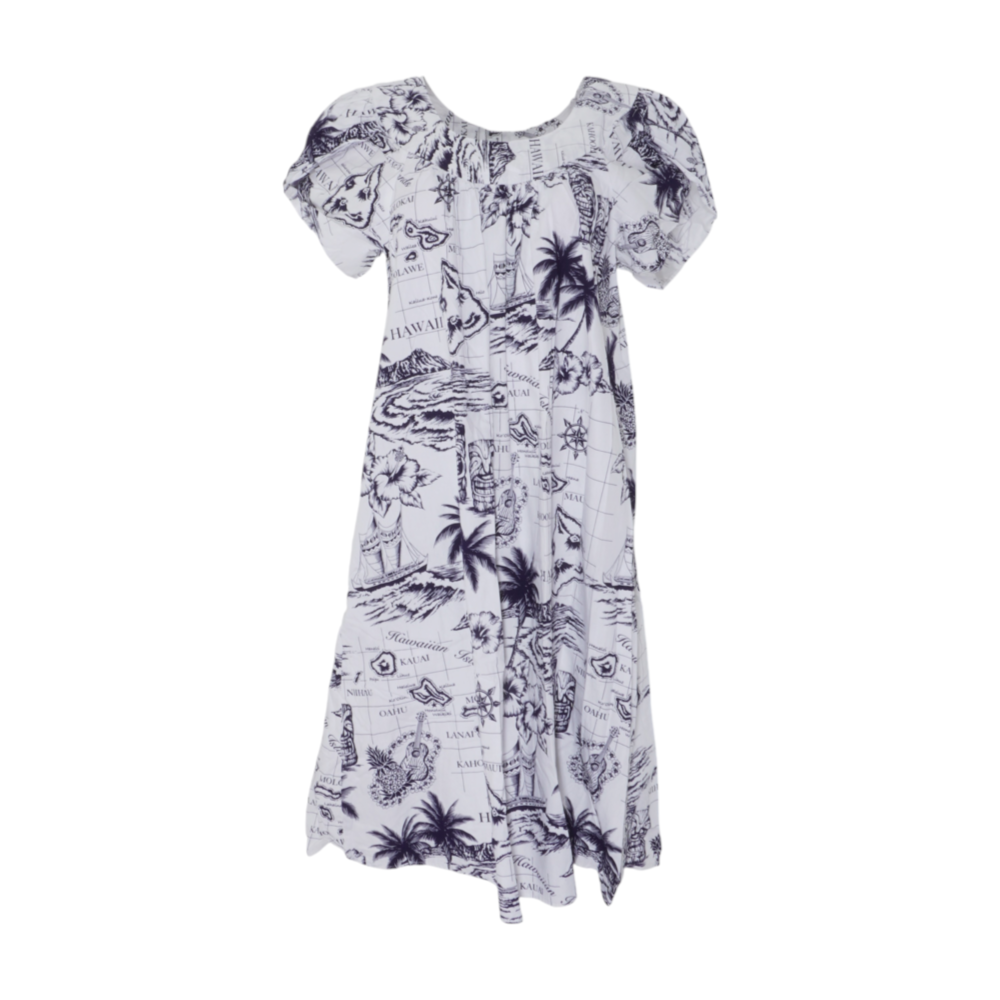 Hawaii Station White Tropical Midi Dress – Image 1